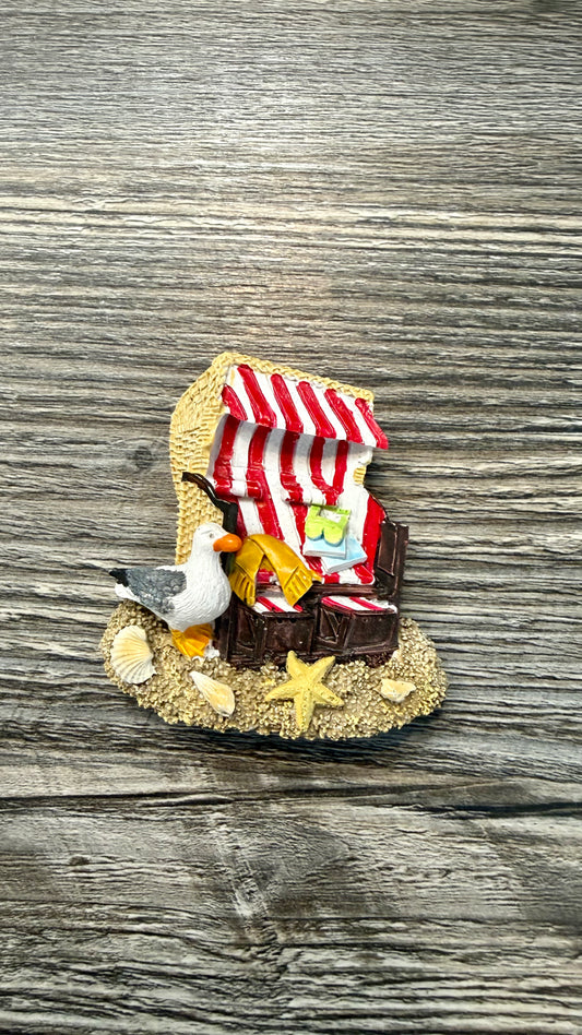 Magnet Strandkorb mit Möwe